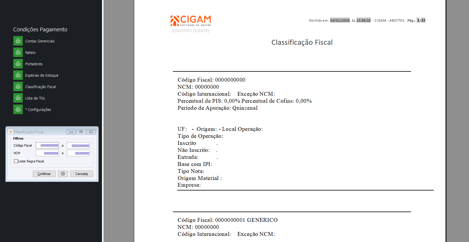Geração de relatórios no ERP